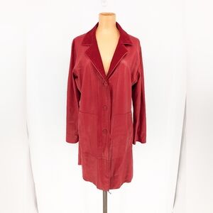 Genuine Lamb Leather Suede Reversible Trench Coat Size 50 Made in Italy